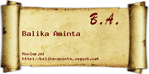 Balika Aminta névjegykártya
